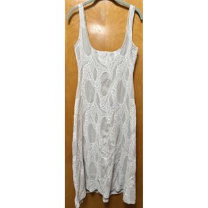 Zara Womens Jacquard Textured Midi Tank Dress Stretch Beige White Sz M